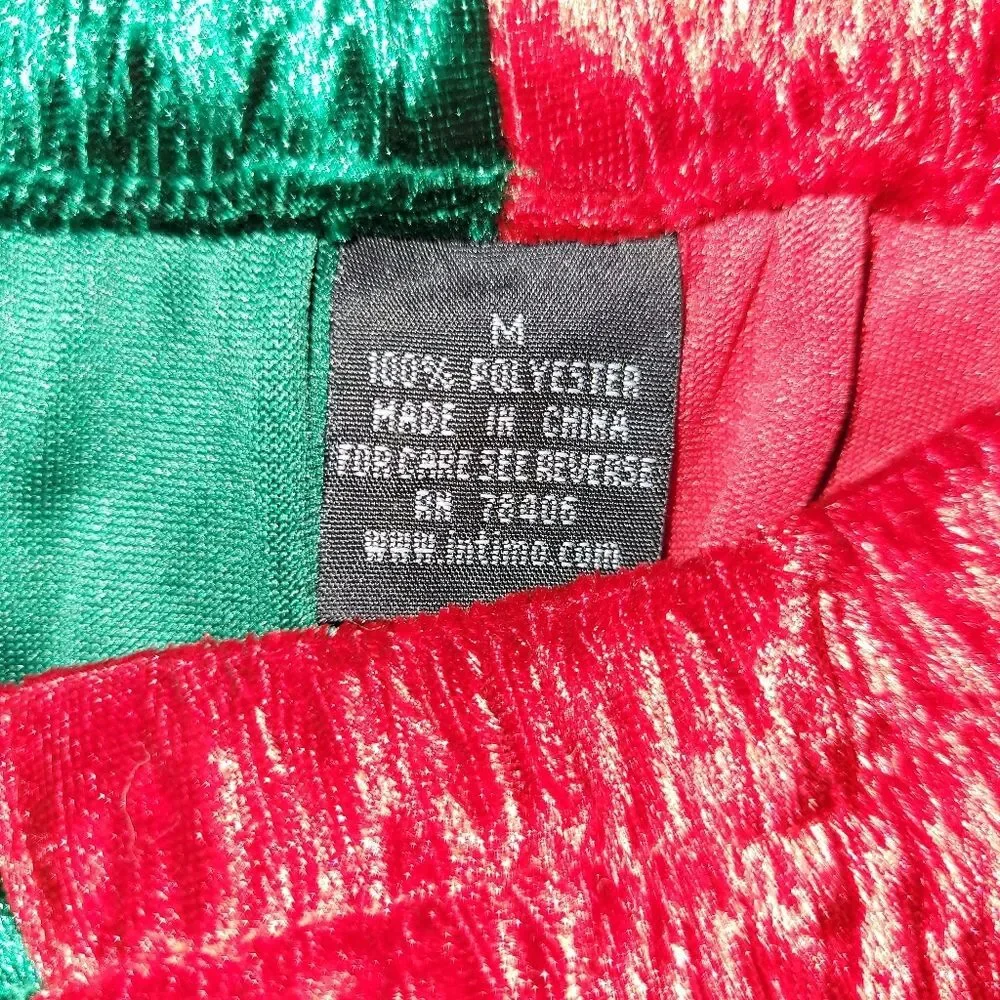 Mens medium red and green velvet Christmas theme shorts with bells